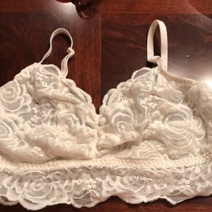 PINK white lace Bralette Large